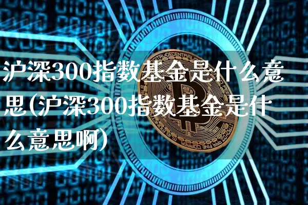 沪深300指数基金是什么意思(沪深300指数基金是什么意思啊)_https://www.qgjzrcxxzxpt.com_大商所_第1张
